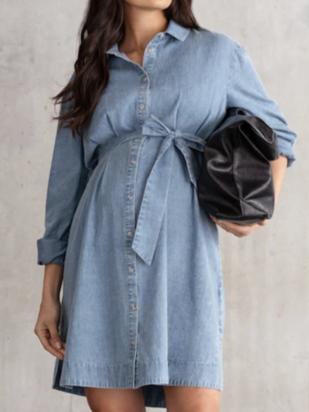 Seraphine Maternity Size 4 Chambray Blue Shirt Dress Size 4 Casual Denim